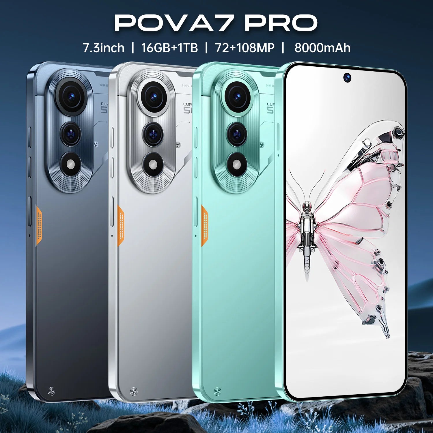 JCTKJ POVA 7 Pro Global Edition Smart 5G Dual Card 7800Mah Android 14 Facial Recognition Function