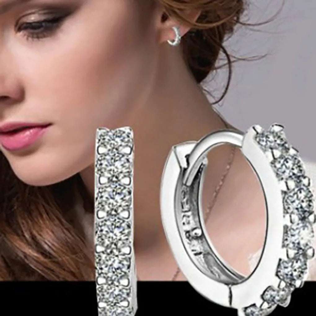 Fast Ship Newest Luxury Romantic Women Jewelry  Plated Rhinestone Crystal Hoop Earrings For Women Wholesale