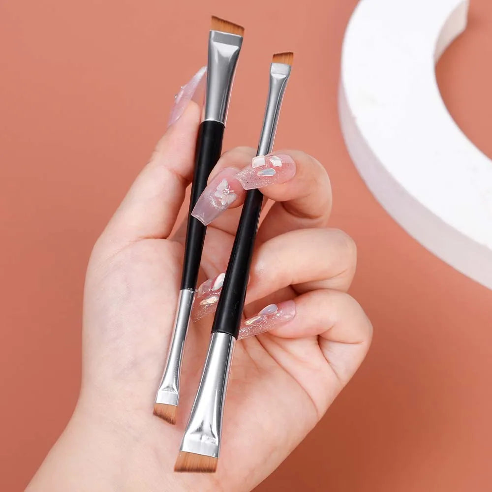 1-10pcs Dual-end Eyes Makeup Brushes Portable Eyebrow Eyeliner Brush Angled Flat Head Ultra-thin Eyeshadow Brush Makeup Tools