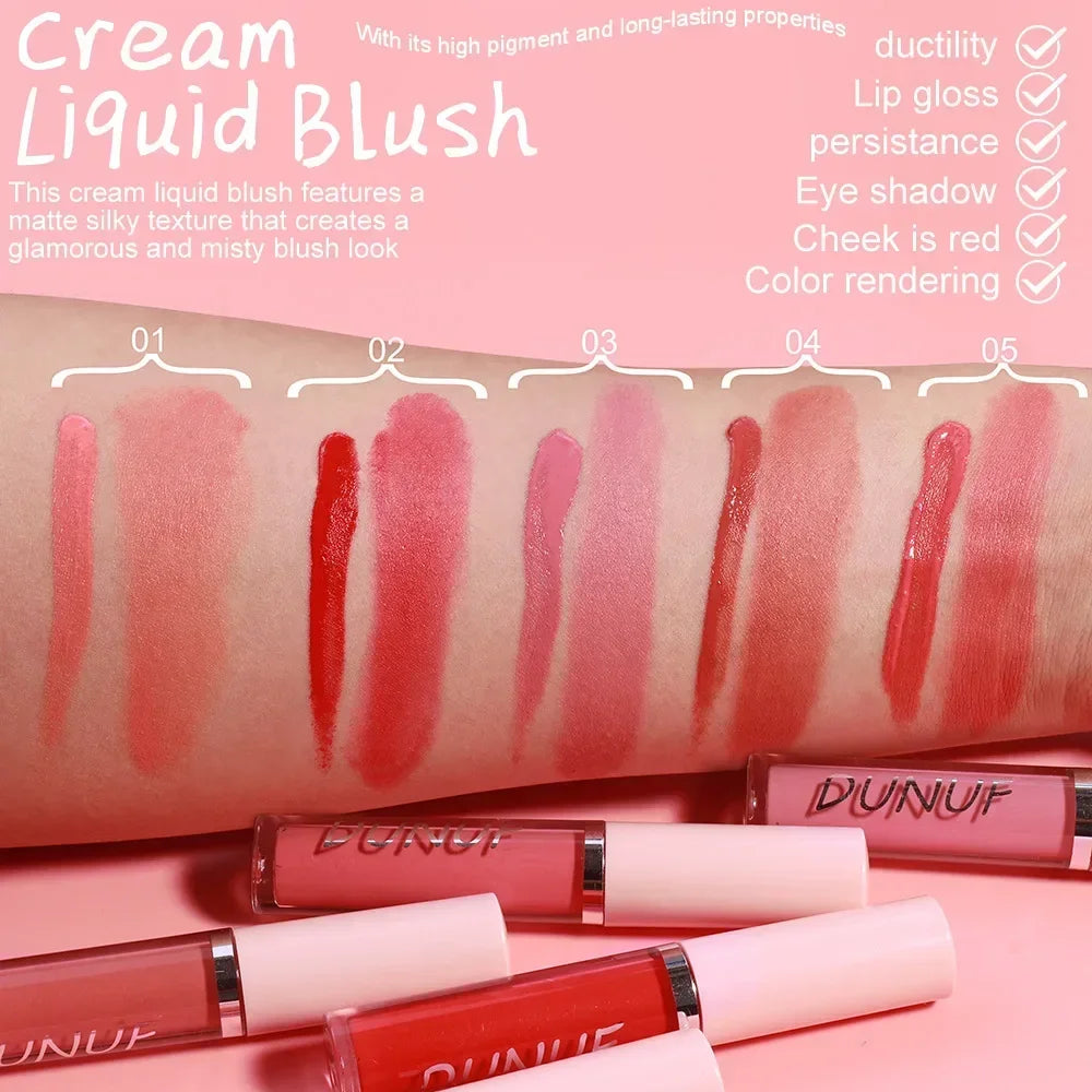 DUNUF New Blush Cream Multifunctional Face Blusher Make Up Natural Hydration Lipstick Red Pink Eyeshadow Makeup Lip Gloss