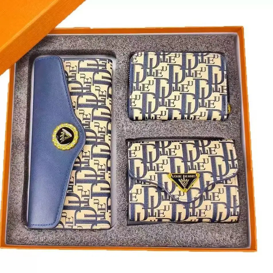 2025 new three piece gift box set, wallet card bag set, exquisite gift box, women's wallet