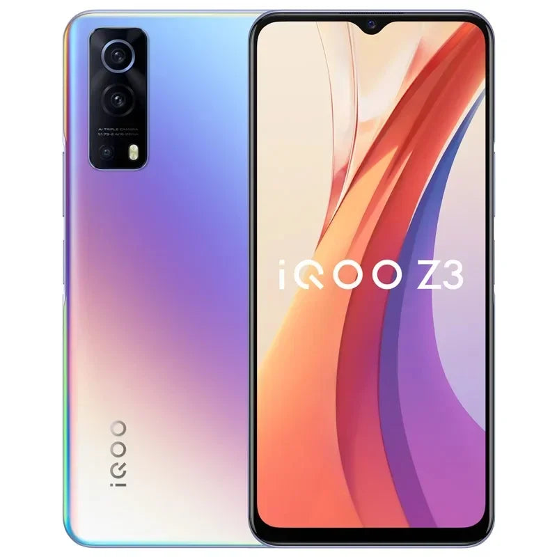 IQOO Z3 5G Cell Phone 6.58" 120HZ 8GB RAM 256GB ROM 64.0MP 55W Super Charge Snapdragon 768G Fingerprint used phone