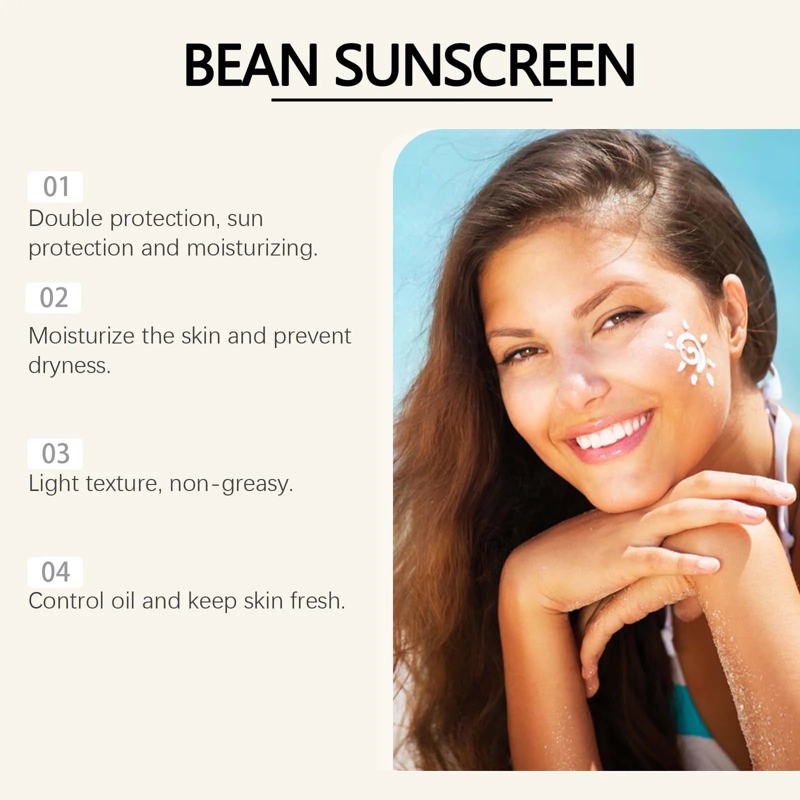 Ouhoe Body Sunscreen Cream Refreshing Non-sticky Protect Skin Prevent Sunburn Moisturizing Daily Soothing Sunscreen Lotion